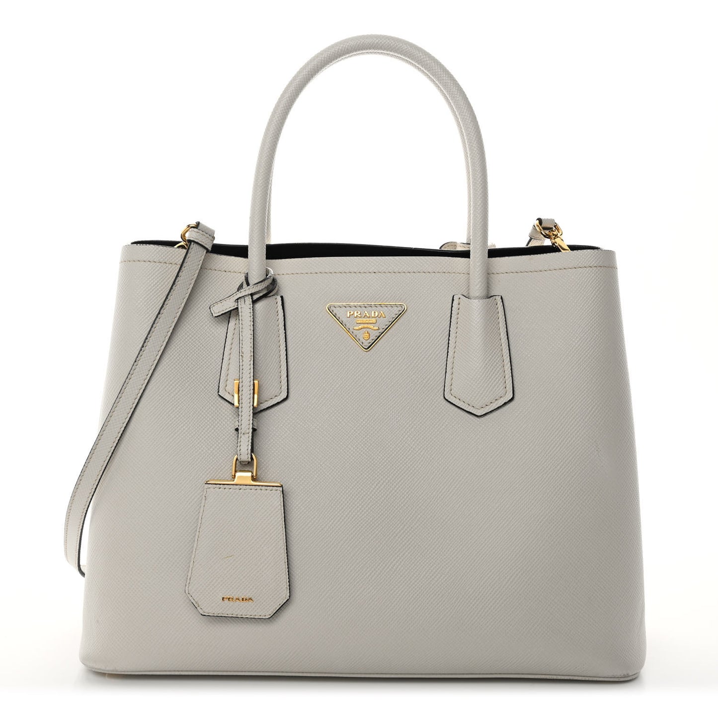 Saffiano Cuir Medium Double Handle Bag Talco