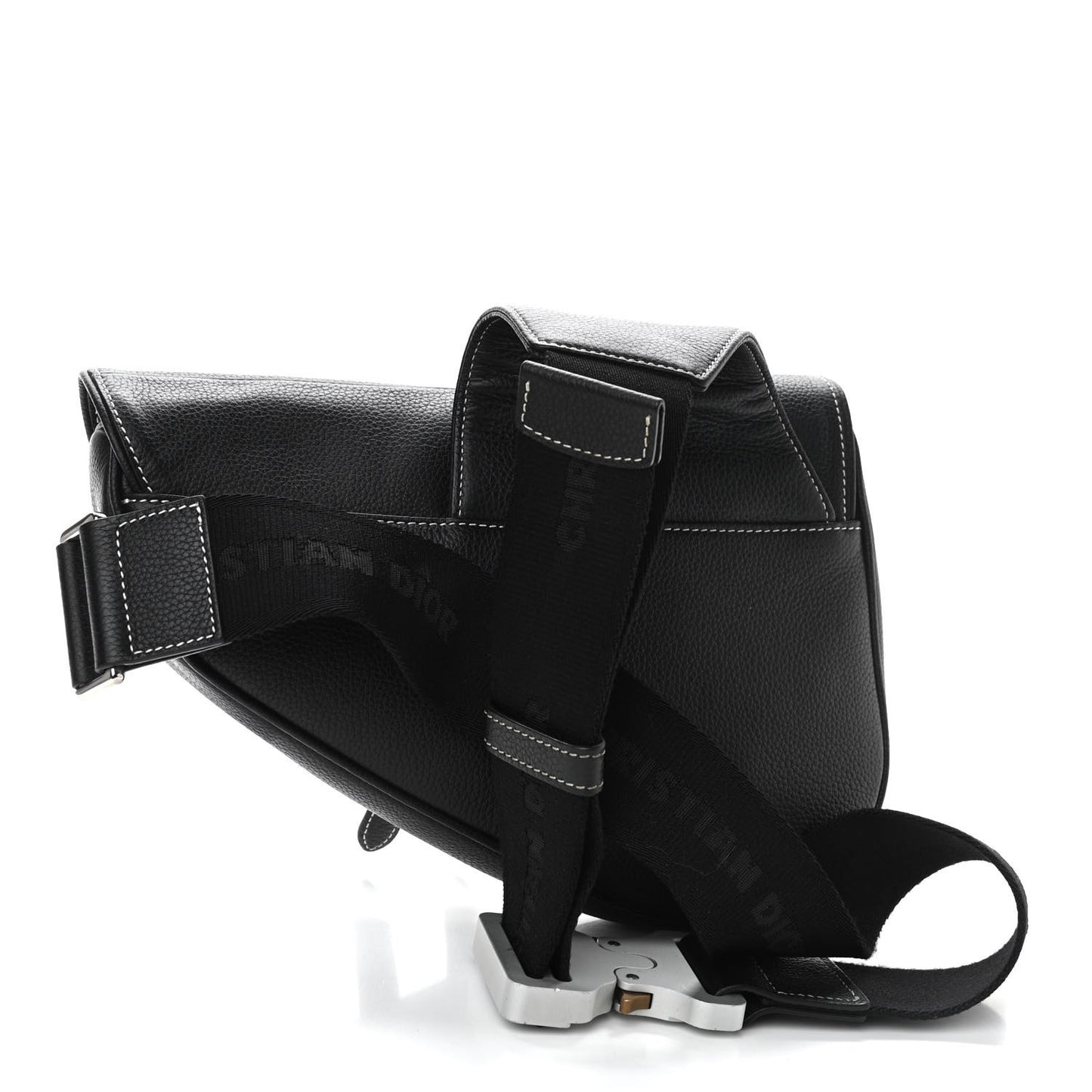 X SHAWN STUSSY Grained Calfskin Saddle Bag Black