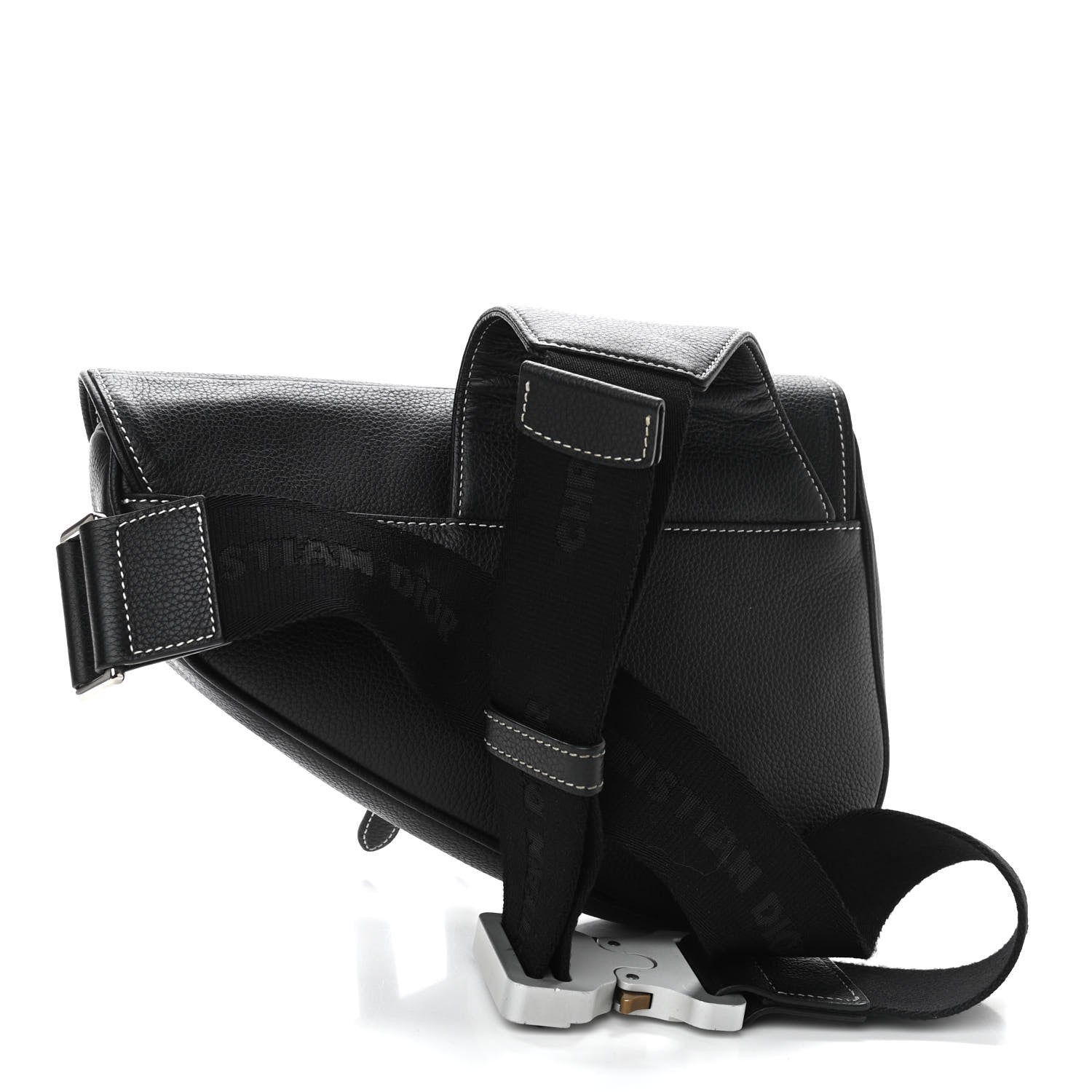 Christian Dior X SHAWN STUSSY Grained Calfskin Saddle Bag Black 3 of 11