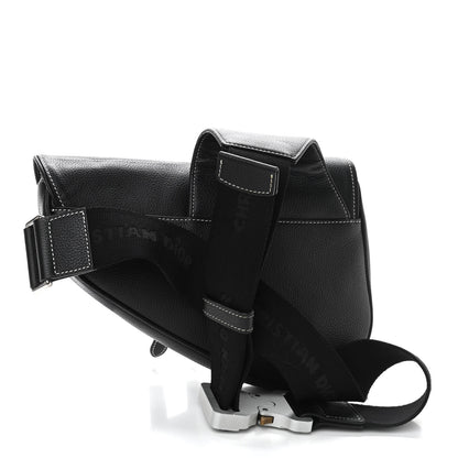 Christian Dior X SHAWN STUSSY Grained Calfskin Saddle Bag Black 3 of 11