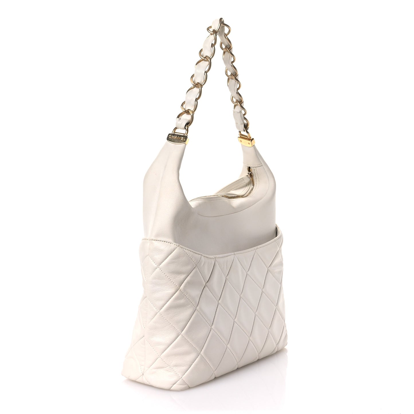 Calfskin Quilted Close To Me Hobo White