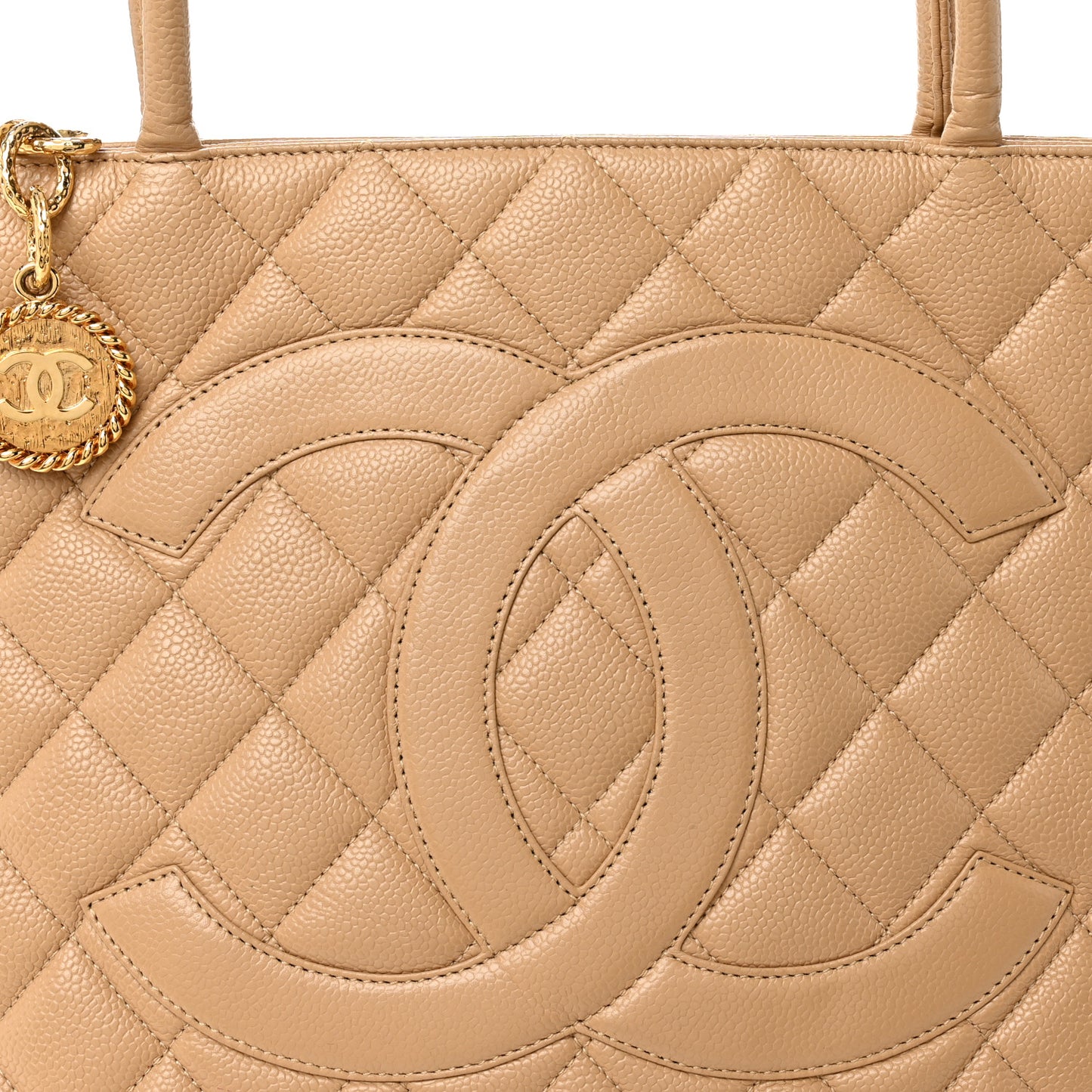 Caviar Quilted Medallion Tote Beige
