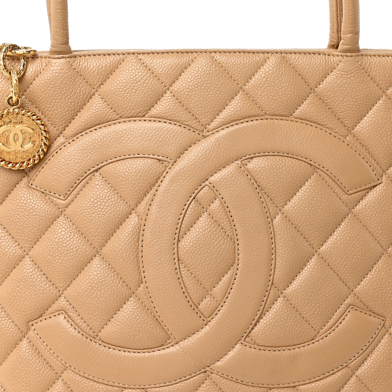 Chanel Caviar Quilted Medallion Tote Beige 8 of 12