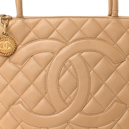 Chanel Caviar Quilted Medallion Tote Beige 8 of 12