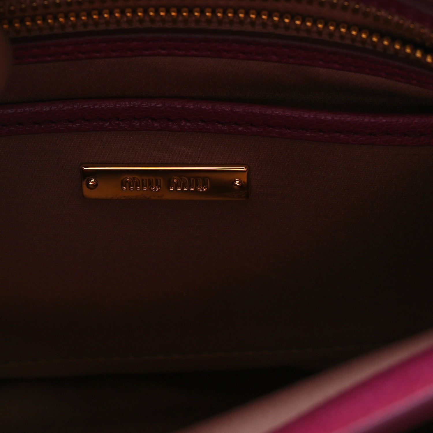 Miu Miu Goatskin Madras Bi-Color Shopping Tote Pink Malva 6 of 10