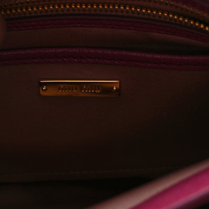 Miu Miu Goatskin Madras Bi-Color Shopping Tote Pink Malva 6 of 10