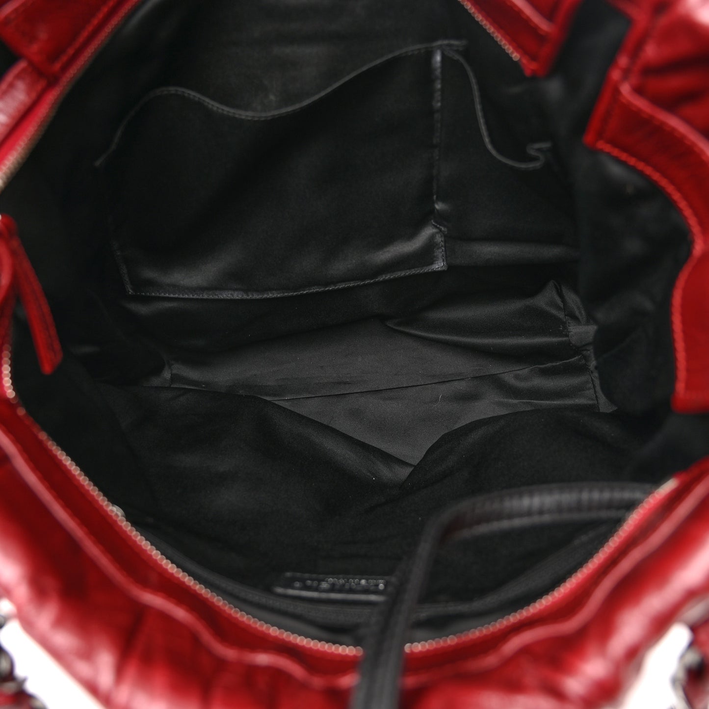Glazed Calfskin Twisted Large Tote Red