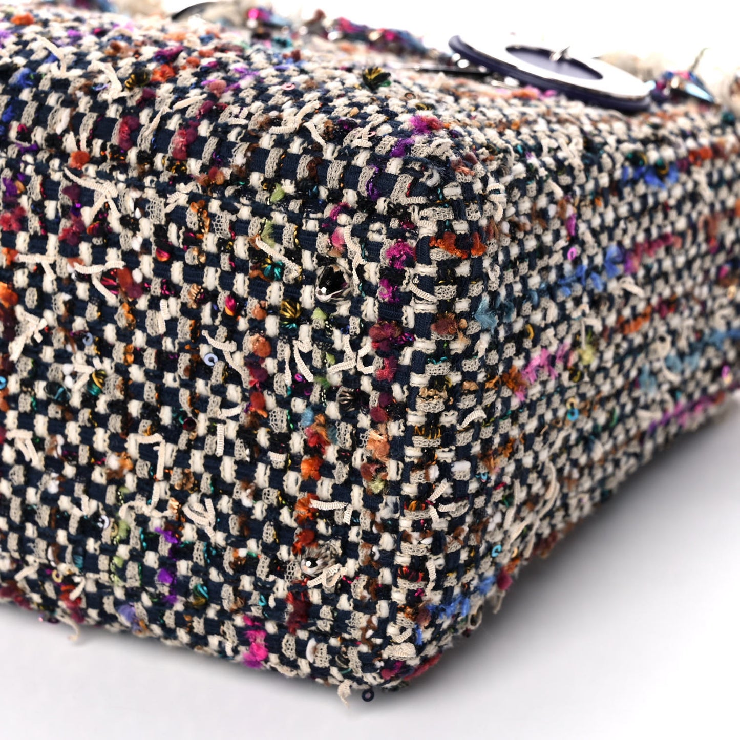 Tweed Fringe Medium Lady Dior Purple