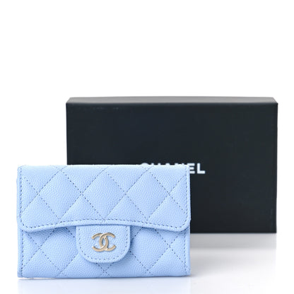 Chanel Caviar Quilted Flap Card Holder Wallet Light Blue 11 of 11