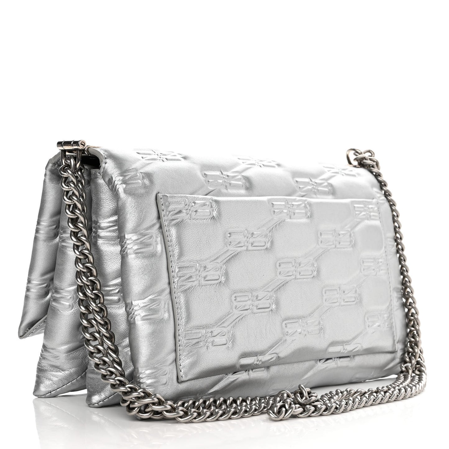 Nappa Allover License BB Monogram Embossed Medium Triplet Bag Silver