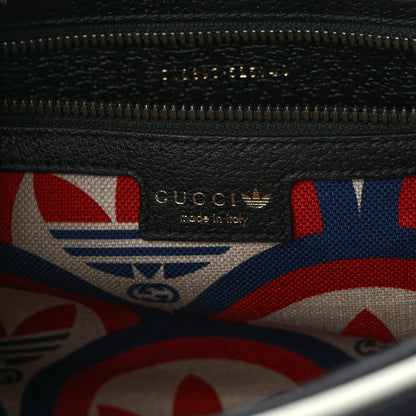 Gucci X ADIDAS Textured Dollar Calfskin Web Trefoil Logo Embossed Mini Bowling Bag Black Off White 6 of 12