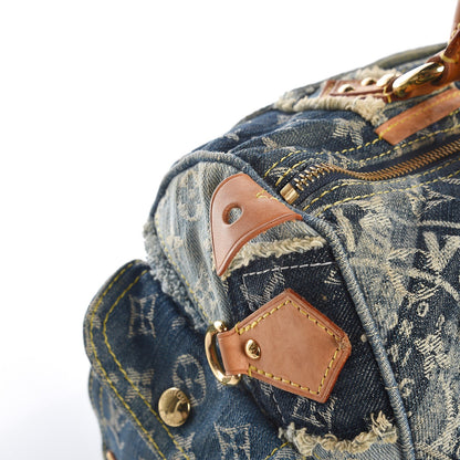 Louis Vuitton Denim Patchwork Speedy 30 Blue 10 of 17