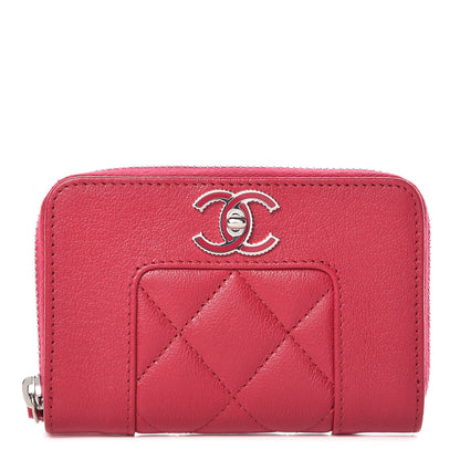 Chanel Sheepskin Quilted Mademoiselle Vintage Zip Coin Purse Pink 1 of 10