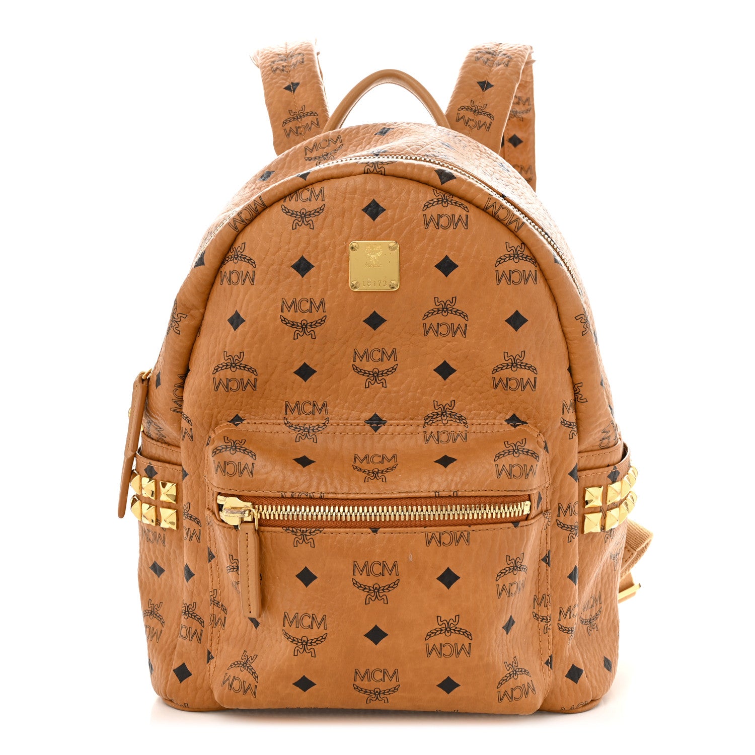 MCM Visetos Small Side Stud Stark Backpack Cognac 1 of 11