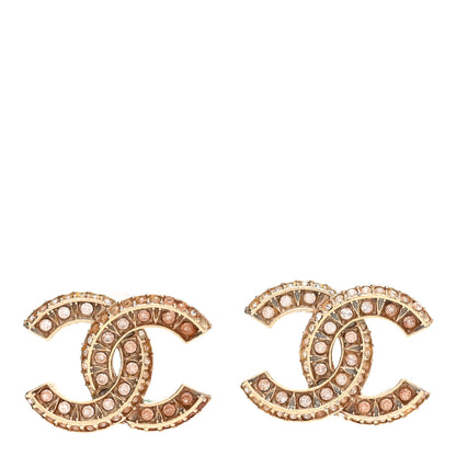 Chanel Crystal Timeless CC Earrings Gold 1 of 4
