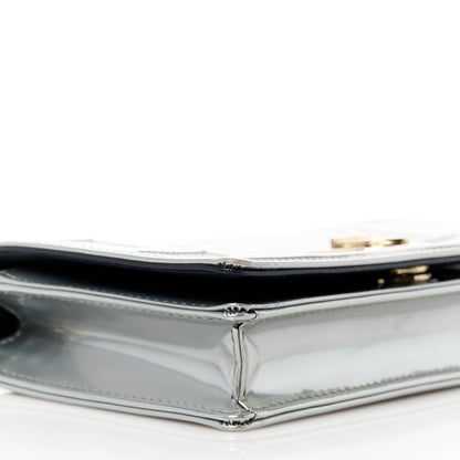 Christian Dior Metallic Patent Micro-Cannage Diorama Wallet on Chain Pouch Silver 9 of 10