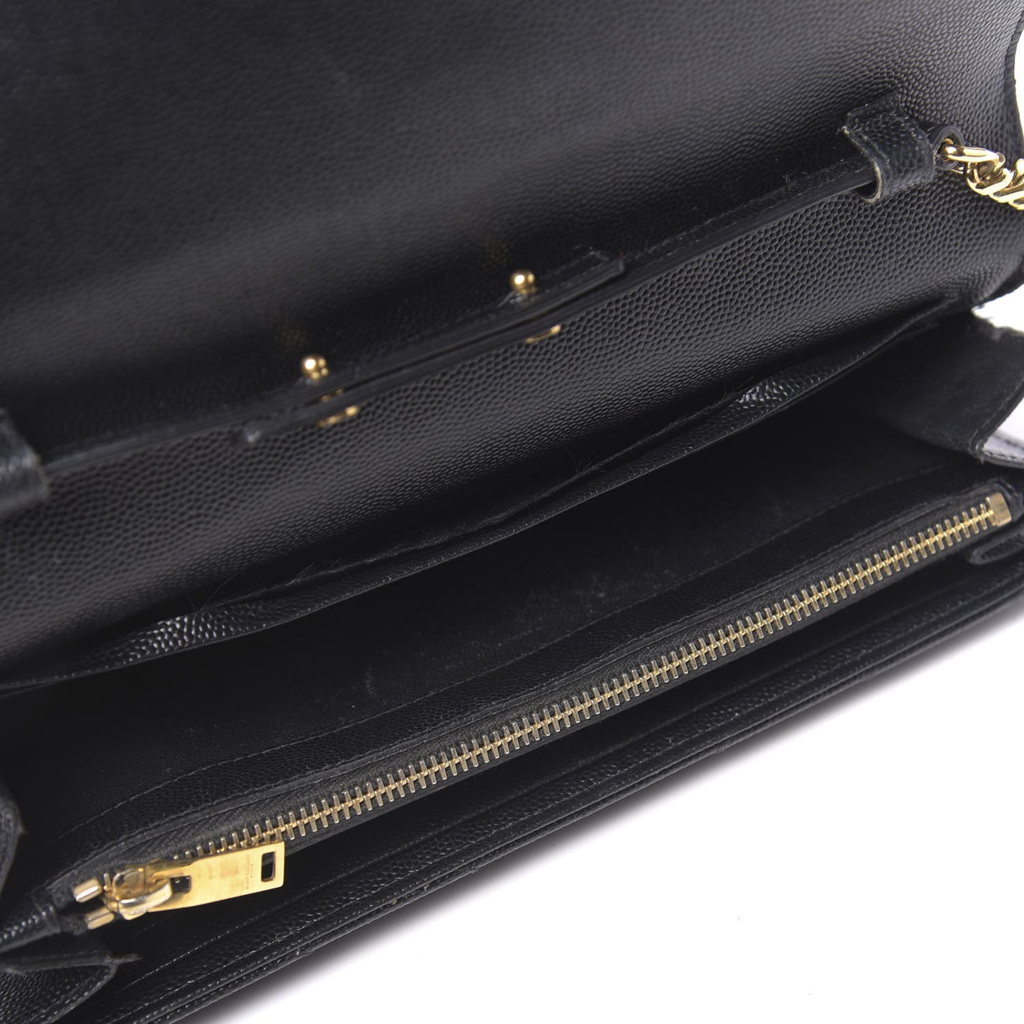 Grain De Poudre Matelasse Chevron Monogram Chain Wallet Black