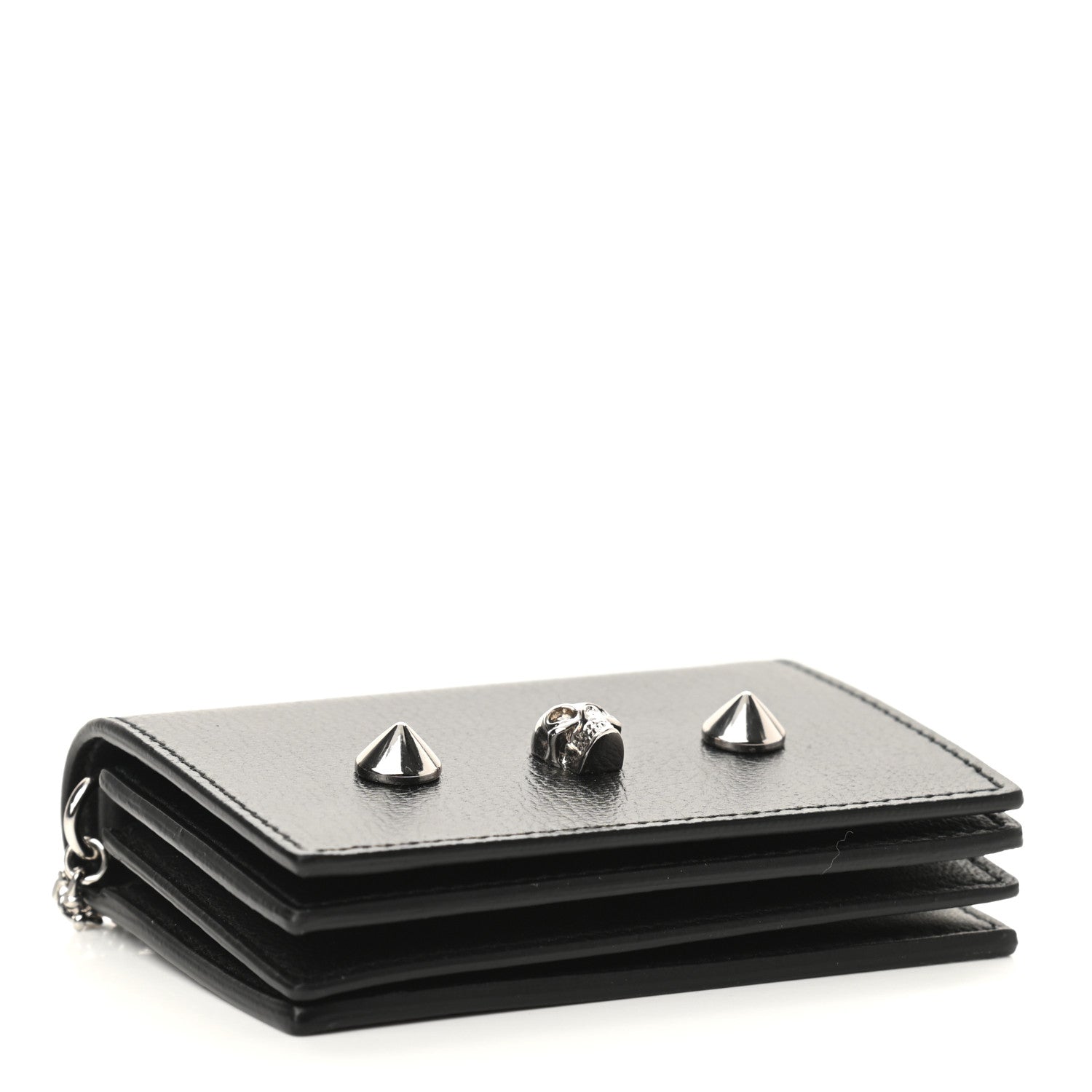 Alexander McQueen Calfskin Skull Stud Chain Wallet Black 3 of 8