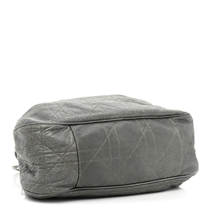 Christian Dior Metallic Lambskin Cannage Drawstring Bag Grey 4 of 21