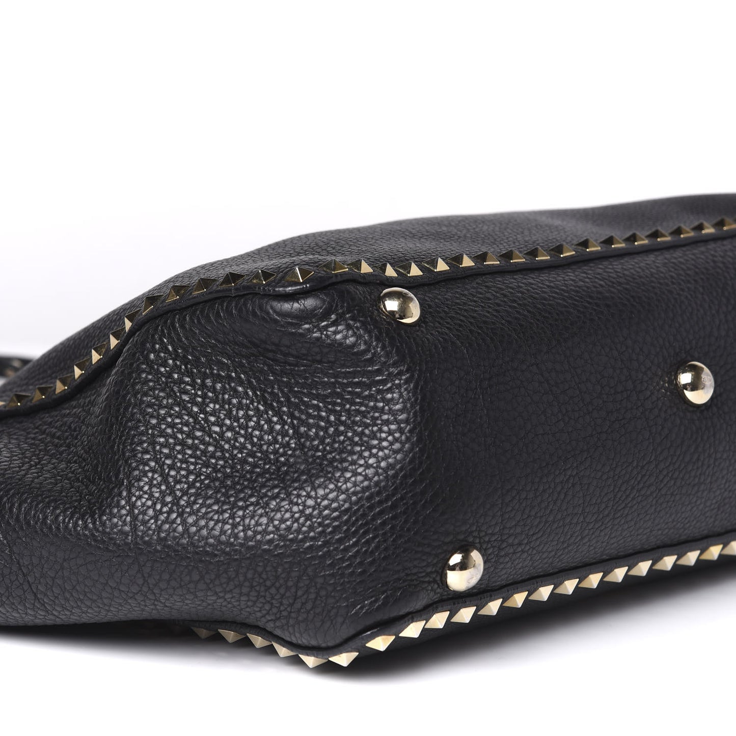 Pebbled Calfskin Medium Rockstud Tote Black