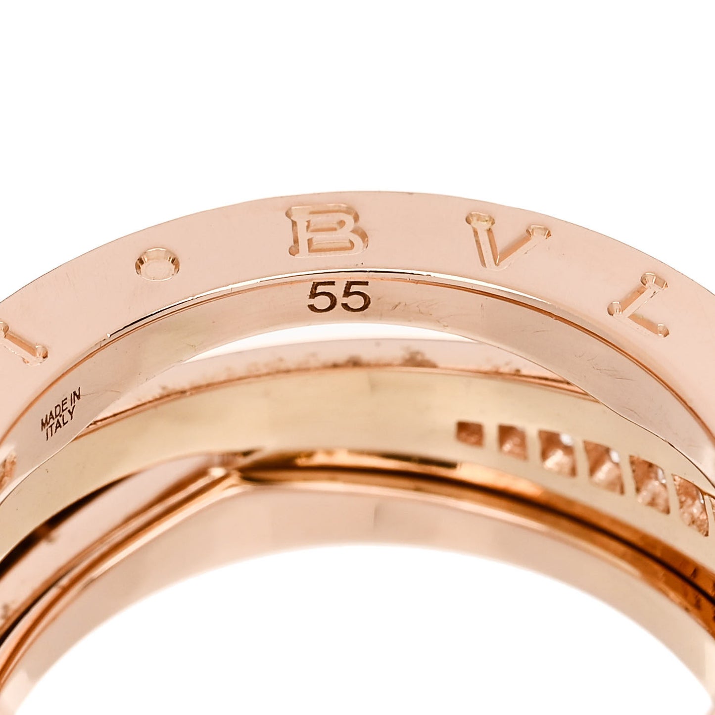 18K Rose Gold Diamond Pave B.Zero1 Legend Ring 55 7.25