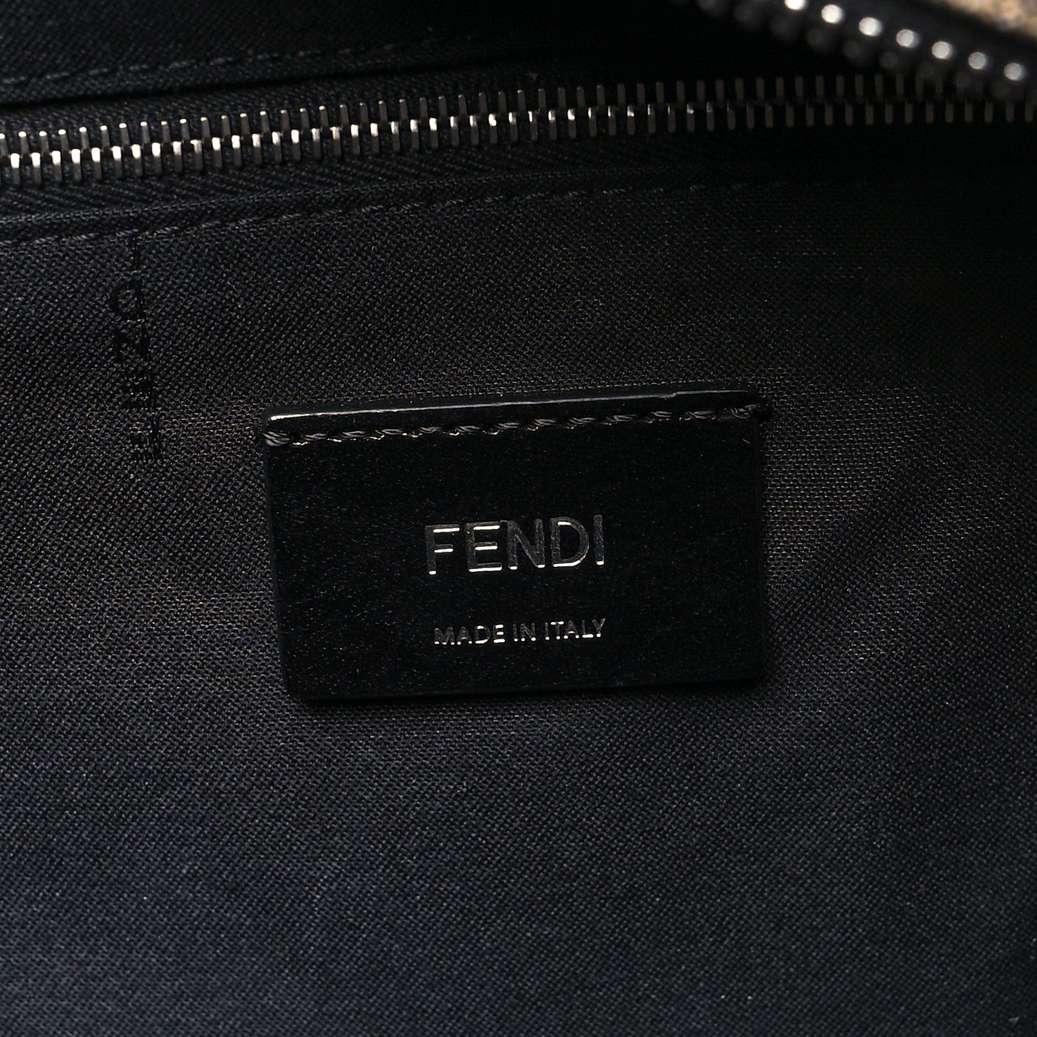 Fendi Glazed Fabric Vitello Liberty FF 1974 Diagonal Belt Bag Tobacco Rosso Black 6 of 9