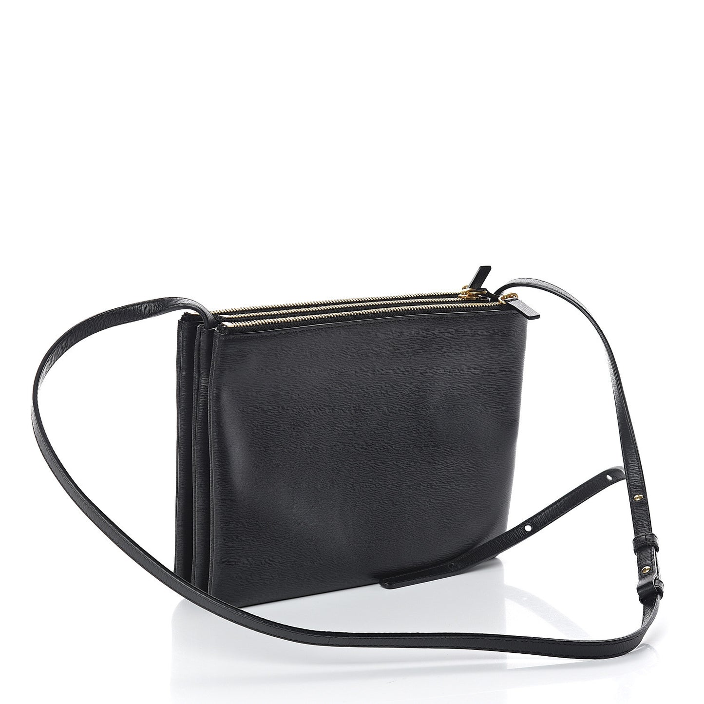 Liege Calfskin Large Trio Crossbody Bag Black