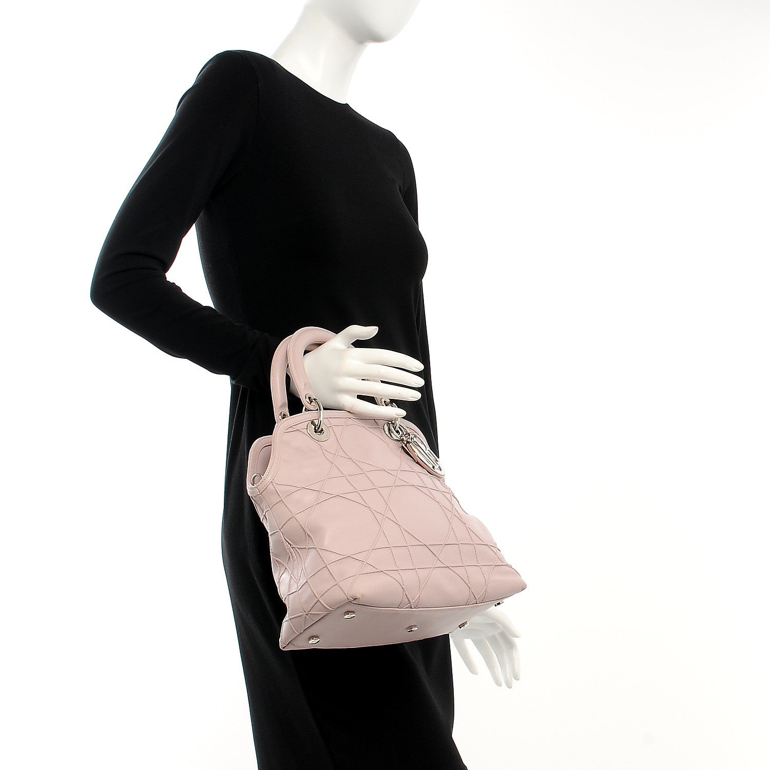 Christian Dior Lambskin Cannage Medium Granville Tote Pink 3 of 10
