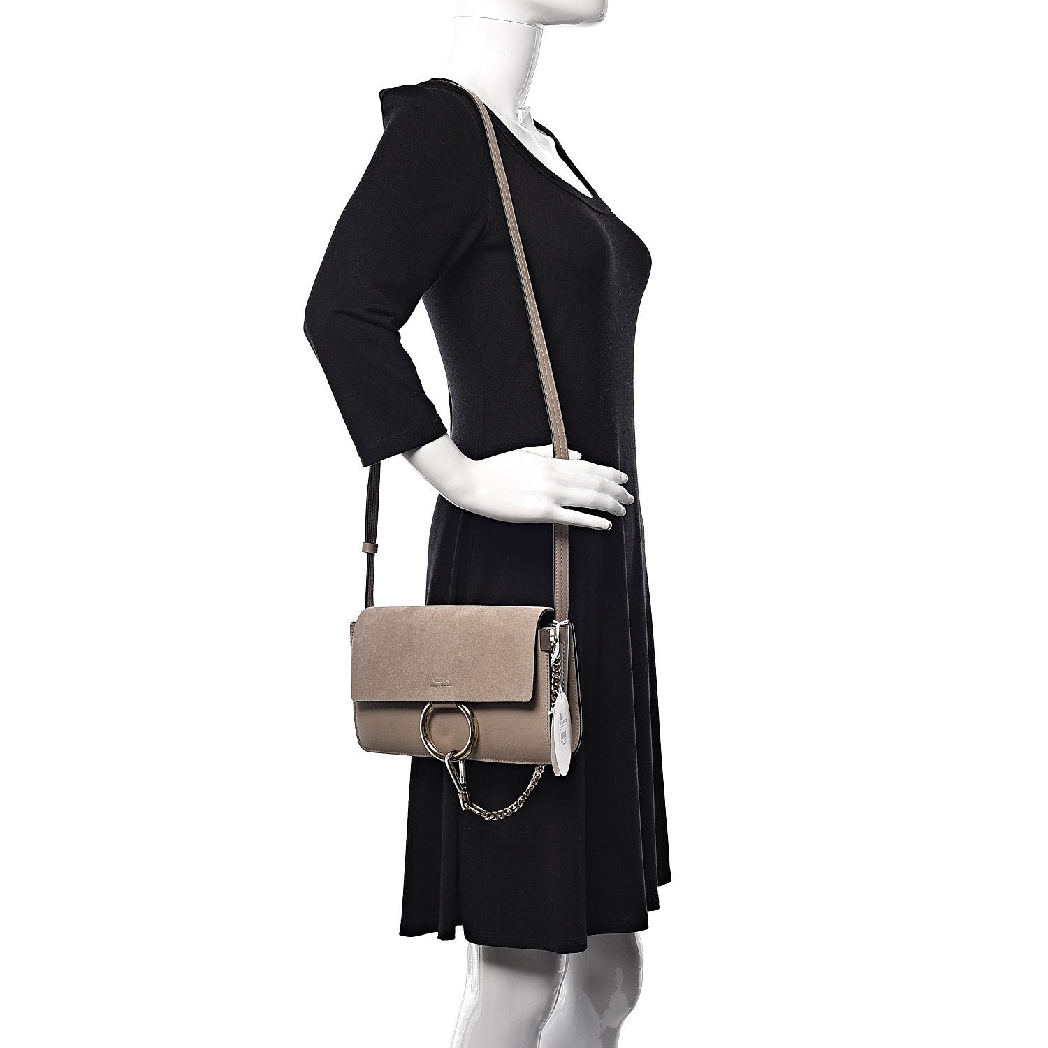 Chloe Suede Calfskin Small Faye Shoulder Bag Motty Grey 1 of 9