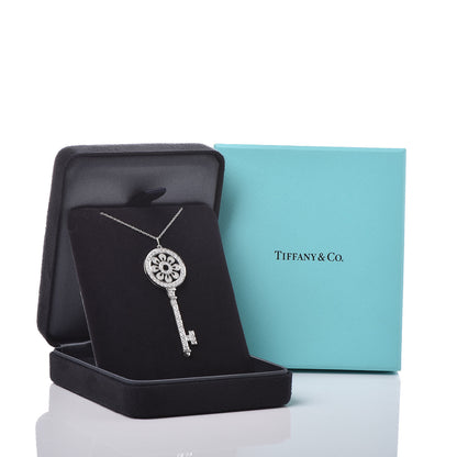 Tiffany Platinum Diamond Petals Key Pendant Necklace 6 of 6