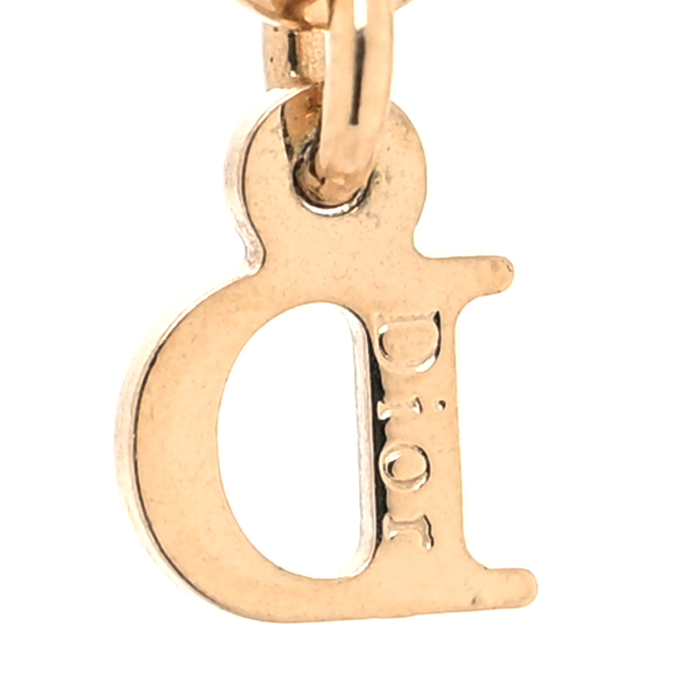 Christian Dior Beaded Logo Charm Necklace Gold Pink 3 of 3