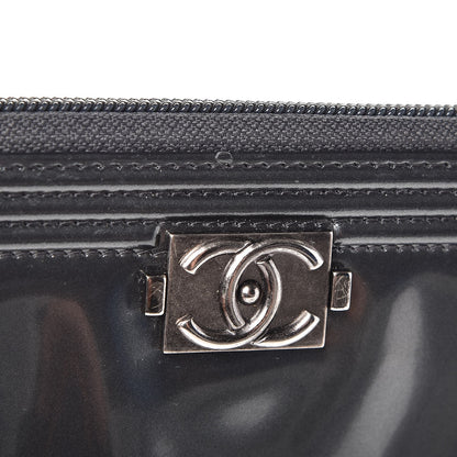 Chanel Glazed Calfskin Boy Zip Around Wallet Grey 10 of 10