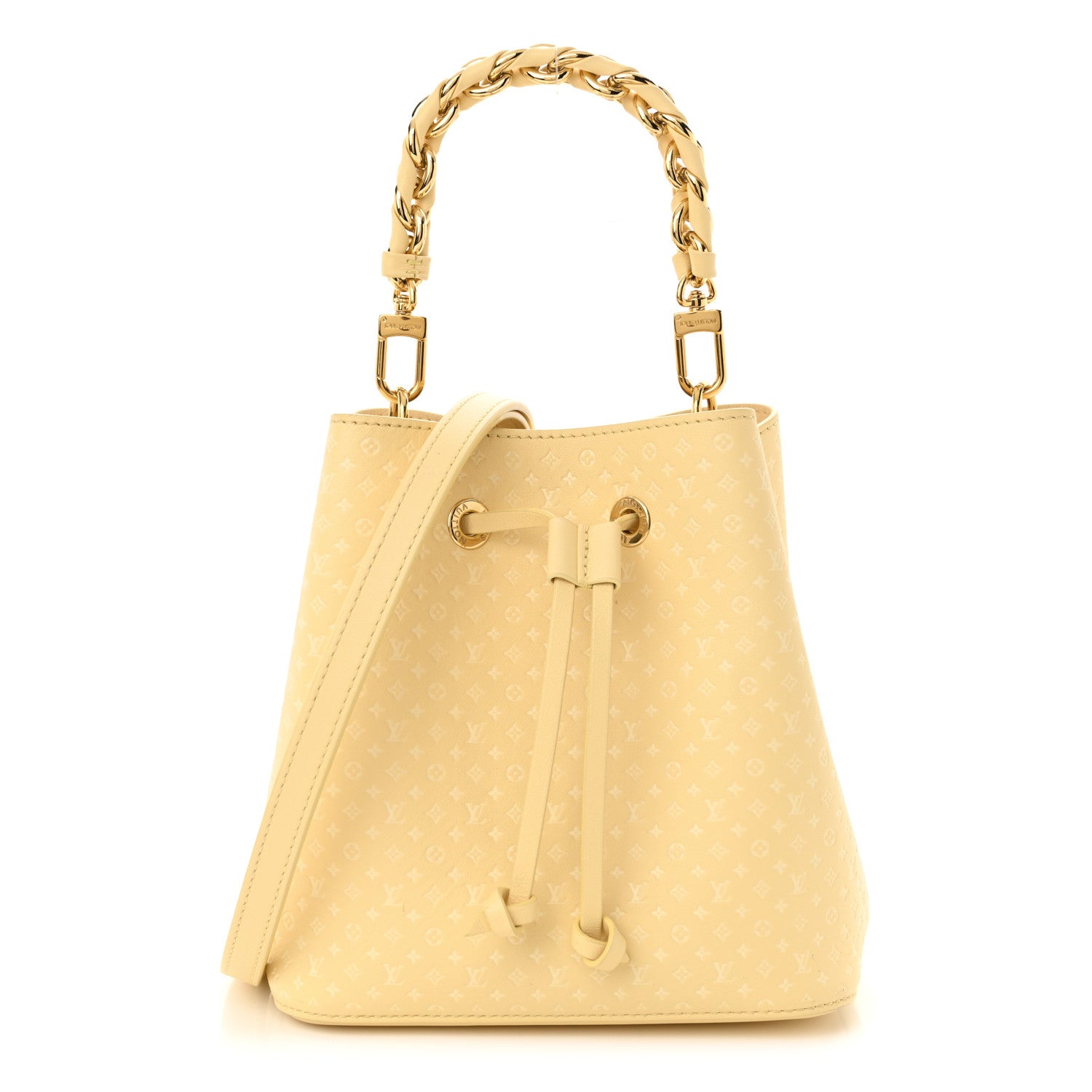 Louis Vuitton Calfskin Nanogram Embossed Neonoe BB Yellow 1 of 11
