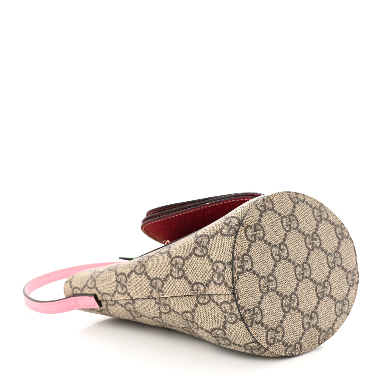 GG Supreme Monogram 3-D Strawberry Childrens Bucket Tote Beige Ebony Lotus Pink Fuxia Emerald