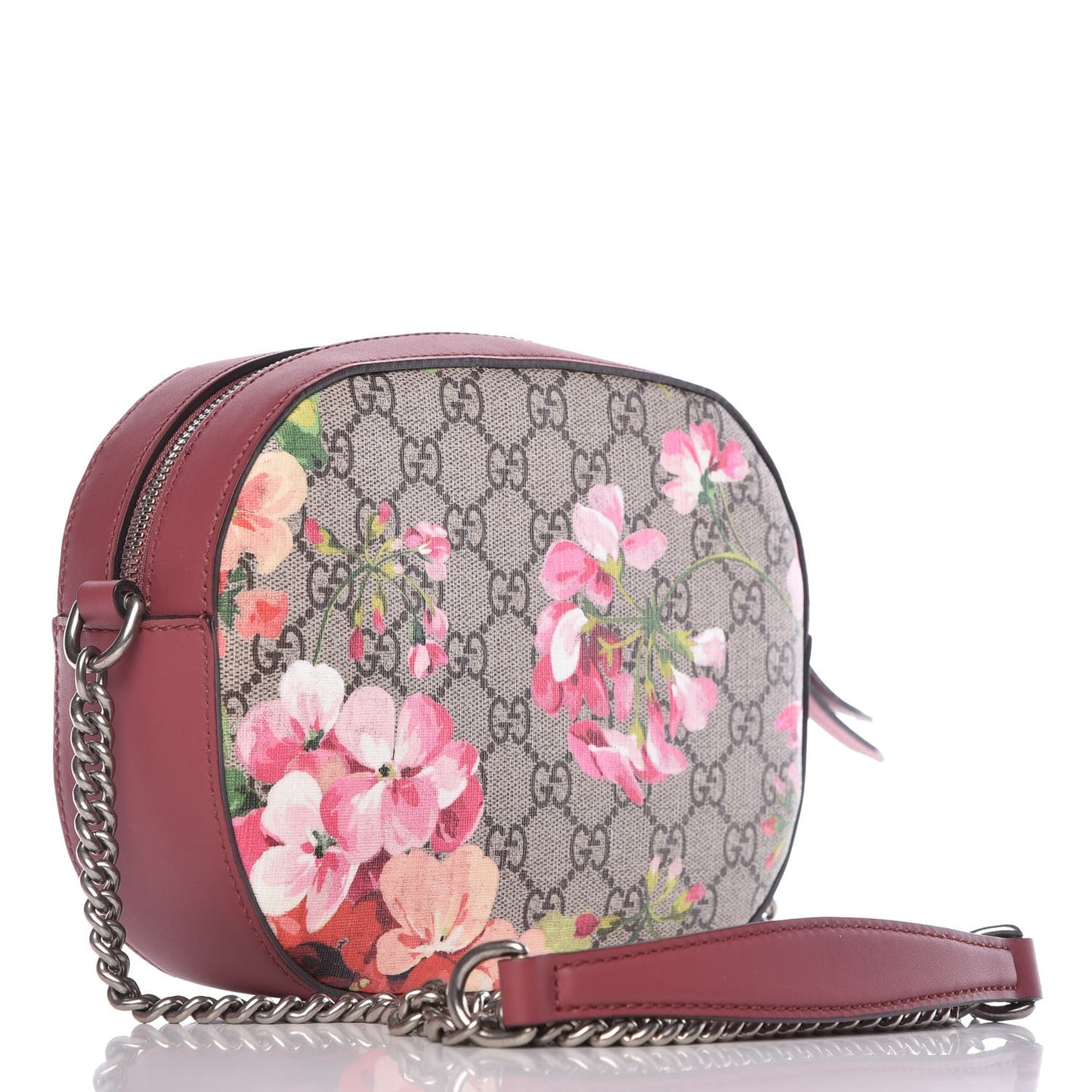 GG Supreme Monogram Blooms Mini Chain Shoulder Bag Beige Multicolor Dry Rose
