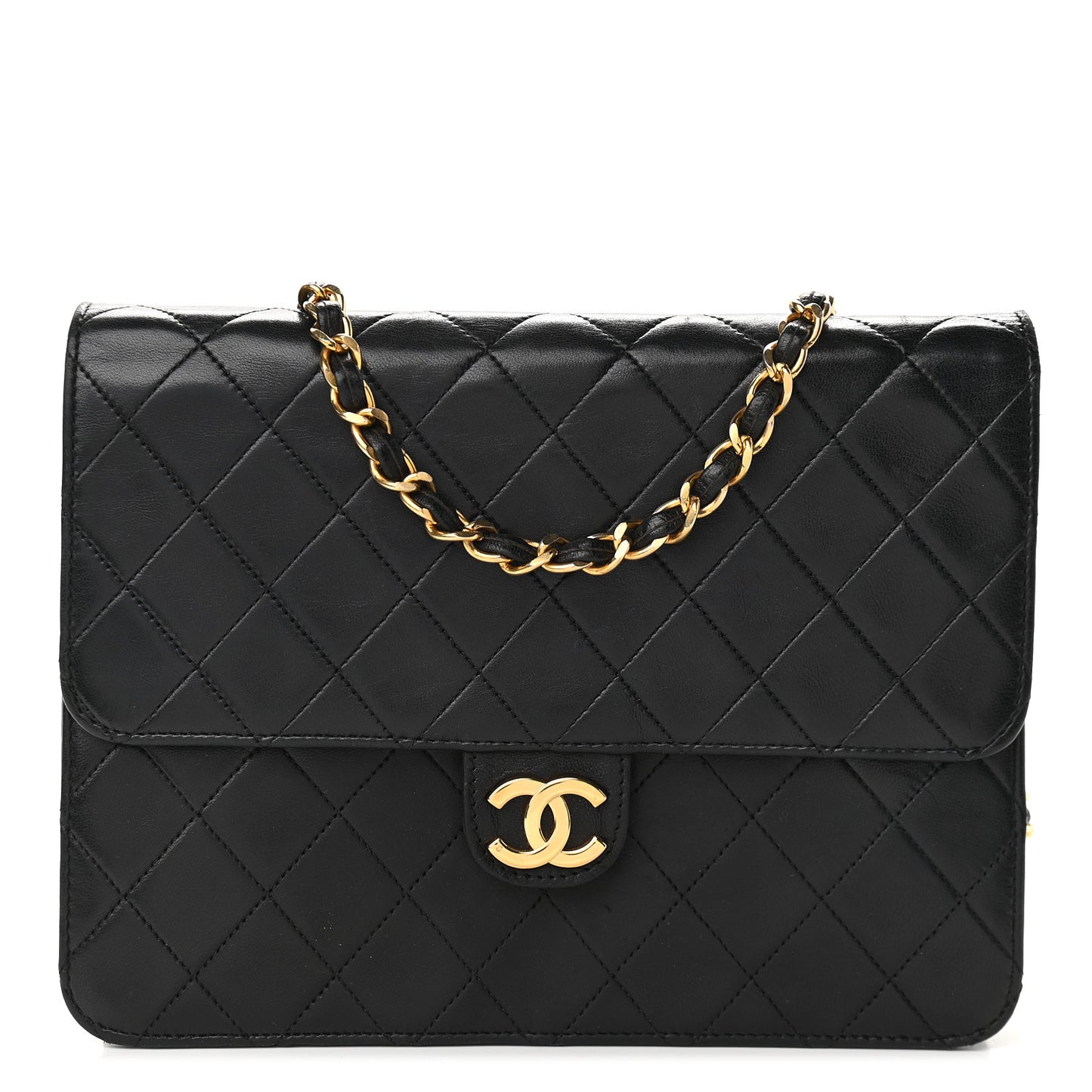 Lambskin Quilted Small Single Flap Black