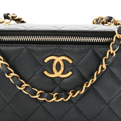 Chanel Pearly Caviar Quilted Fit For You Small Vanity Case With Chain Black 8 of 10