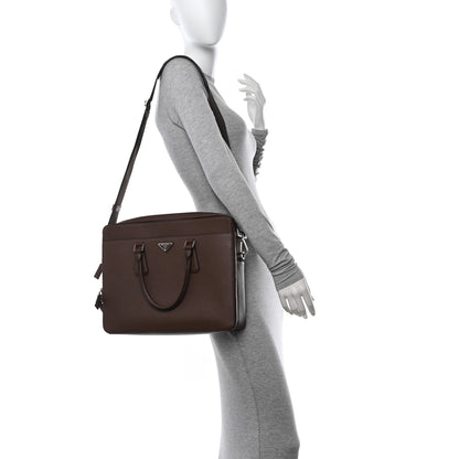 Prada Saffiano Travel Briefcase Cacao 2 of 10