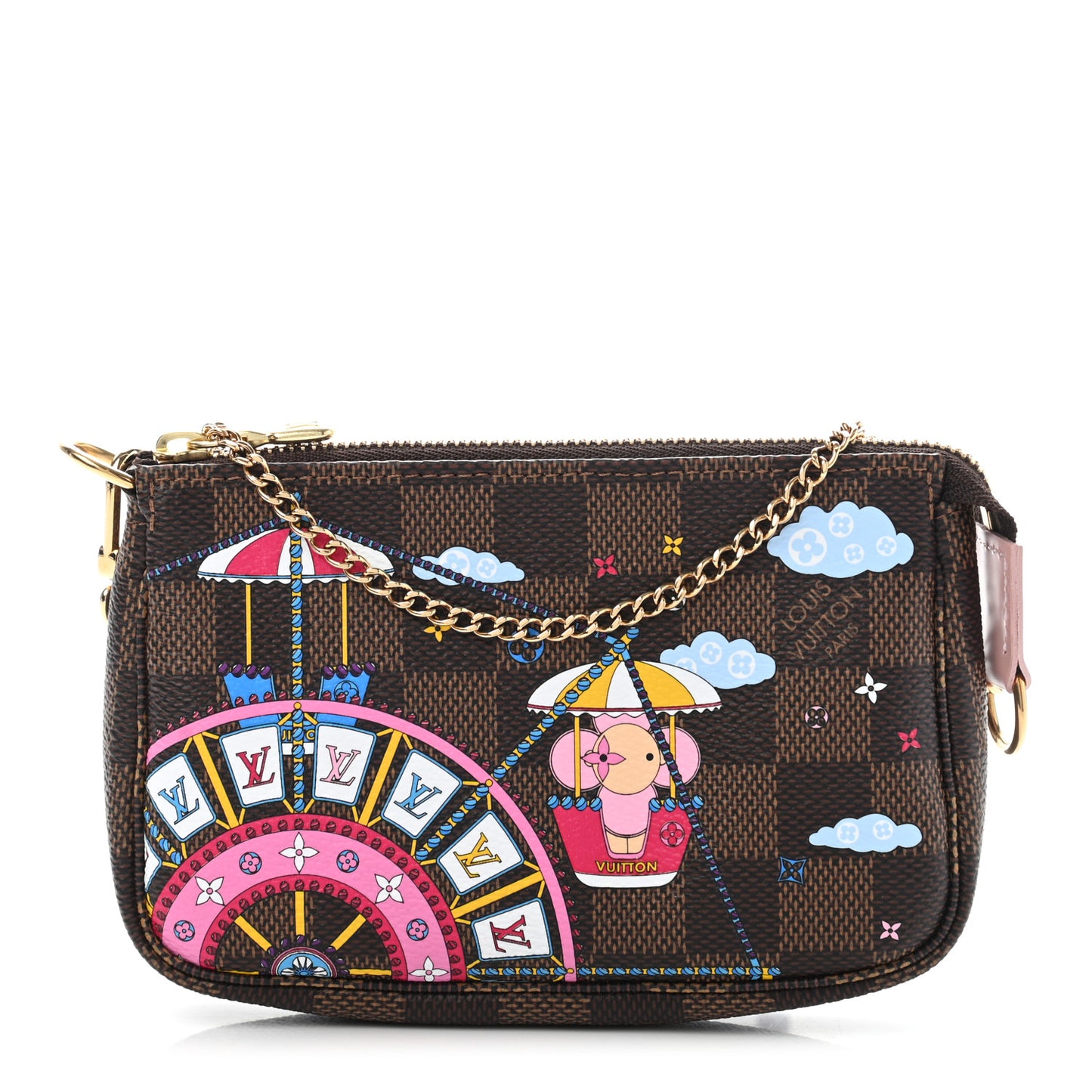 Damier Ebene 2020 Christmas Animation Big Wheel Mini Pochette Accessories Rose Ballerine