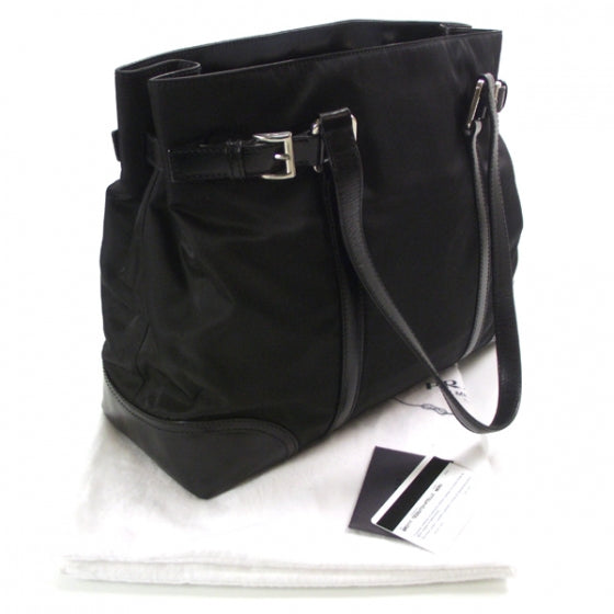 Nylon Tessuto Vitello Tote Nero