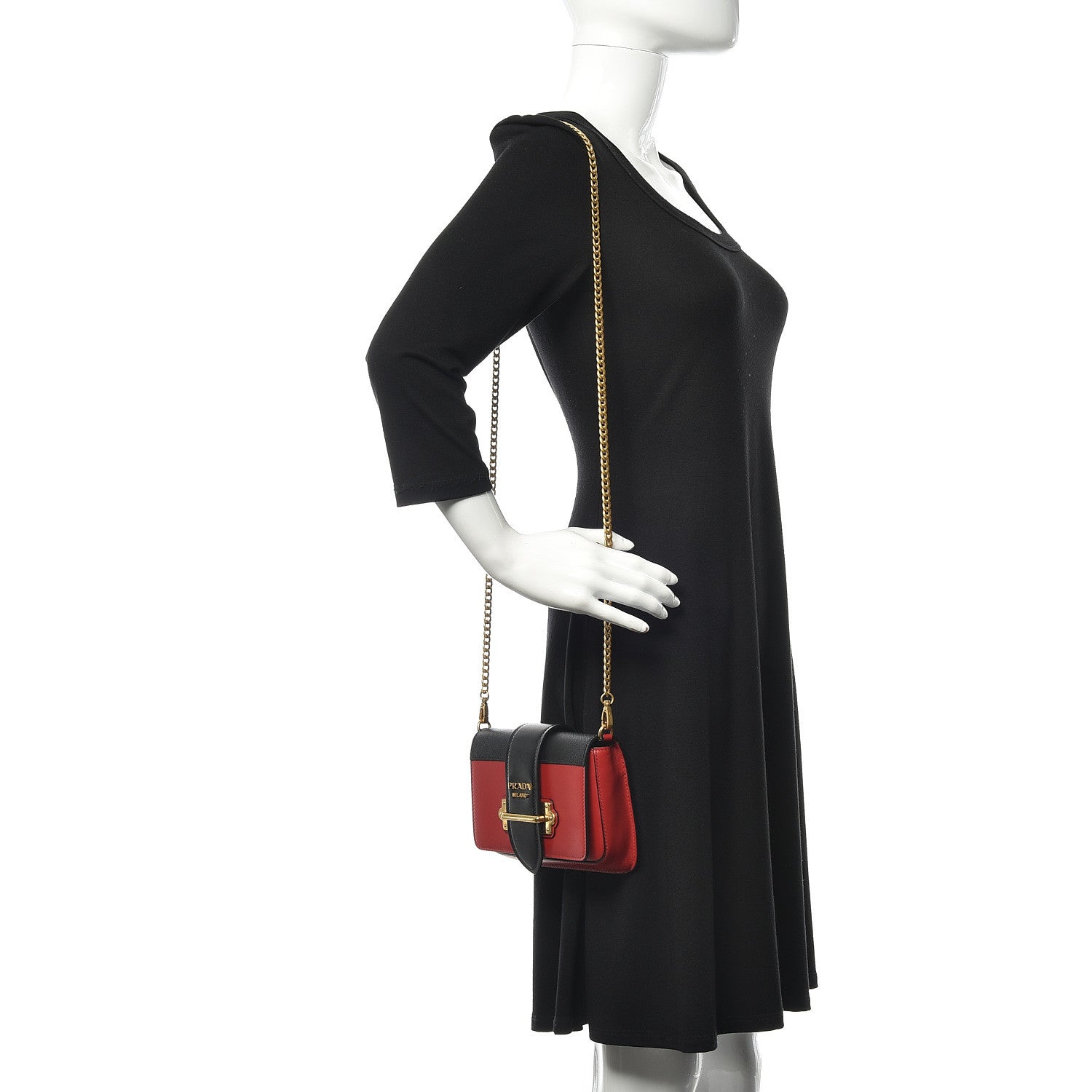 Prada Saffiano City Calf Cahier Belt Bag Fuoco Black 2 of 10