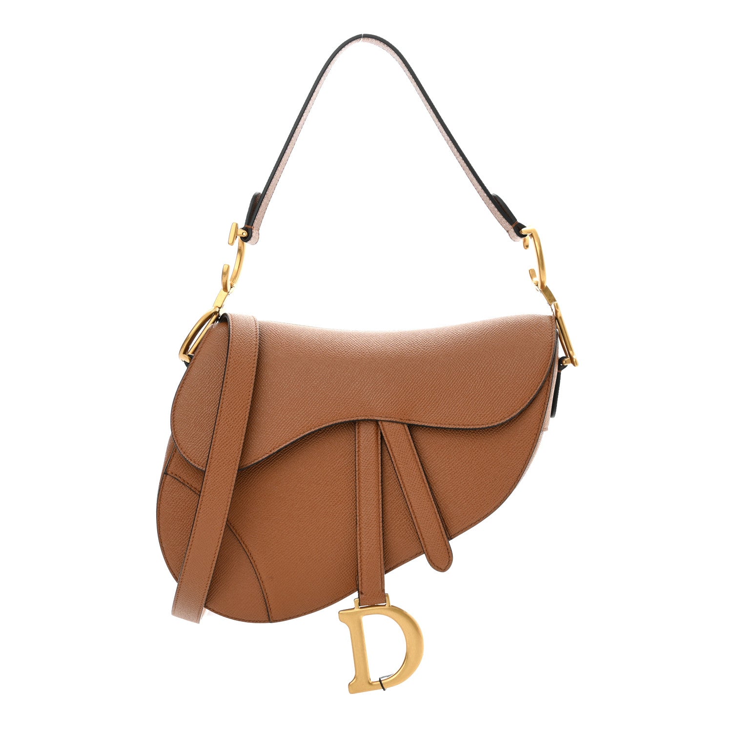 Christian Dior Grained Calfskin Saddle Bag With Strap Camello 1 of 11