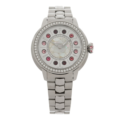 Fendi Stainless Steel Diamond Bezel Mother of Pearl Topaz 34mm Crazy Carats Quartz Watch 1 of 5