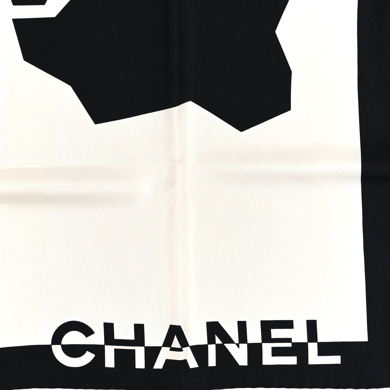 Chanel Silk Coco CC Square Scarf Black Ivory 2 of 4