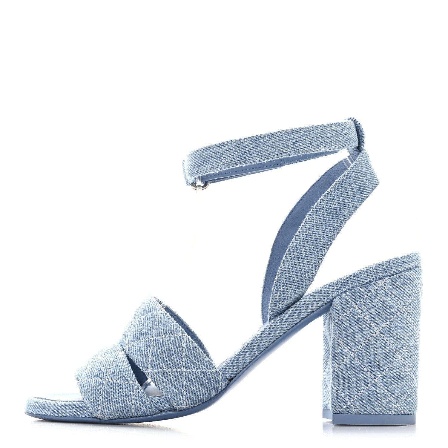 Chanel Denim Quilted Sandals 37 Blue 1 of 9