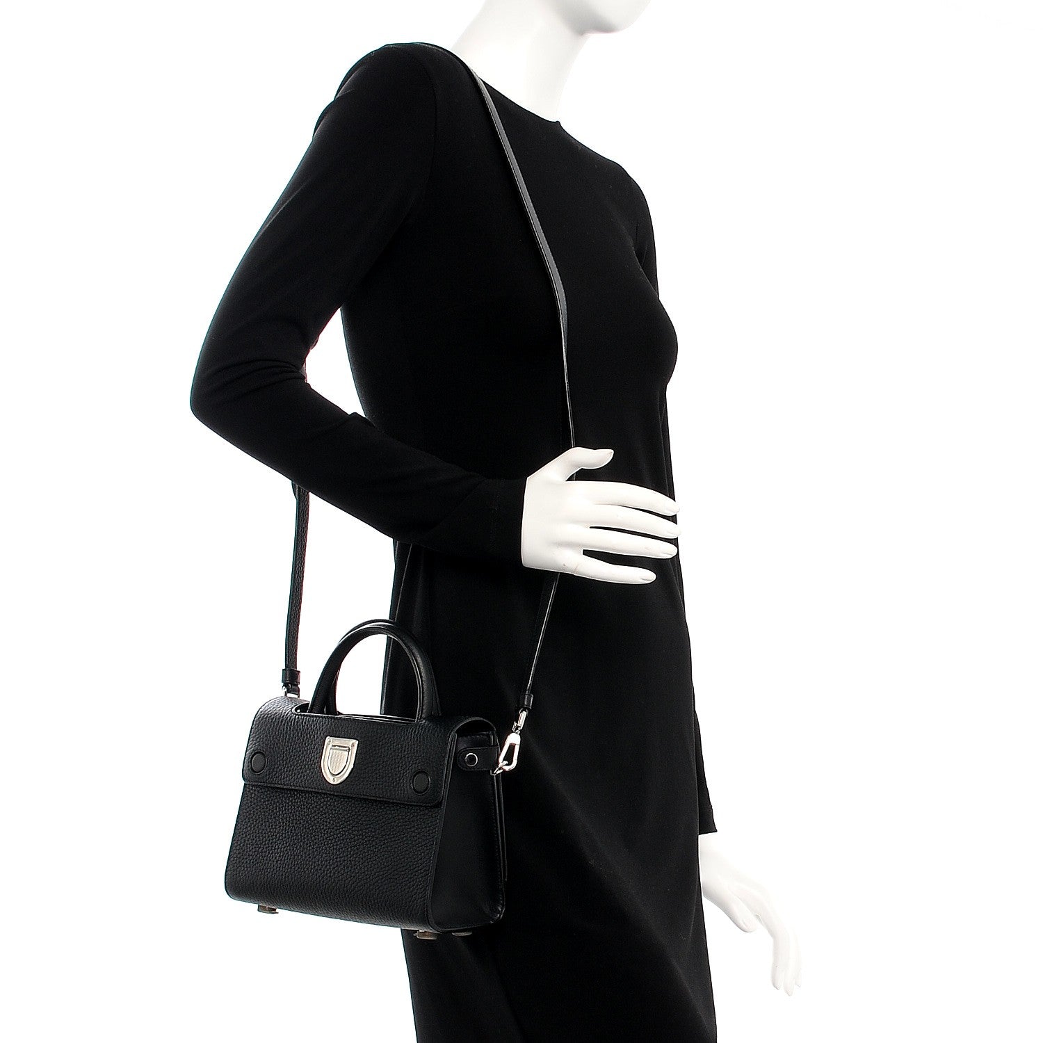 Christian Dior Grained Calfskin Mini Diorever Flap Black 2 of 7