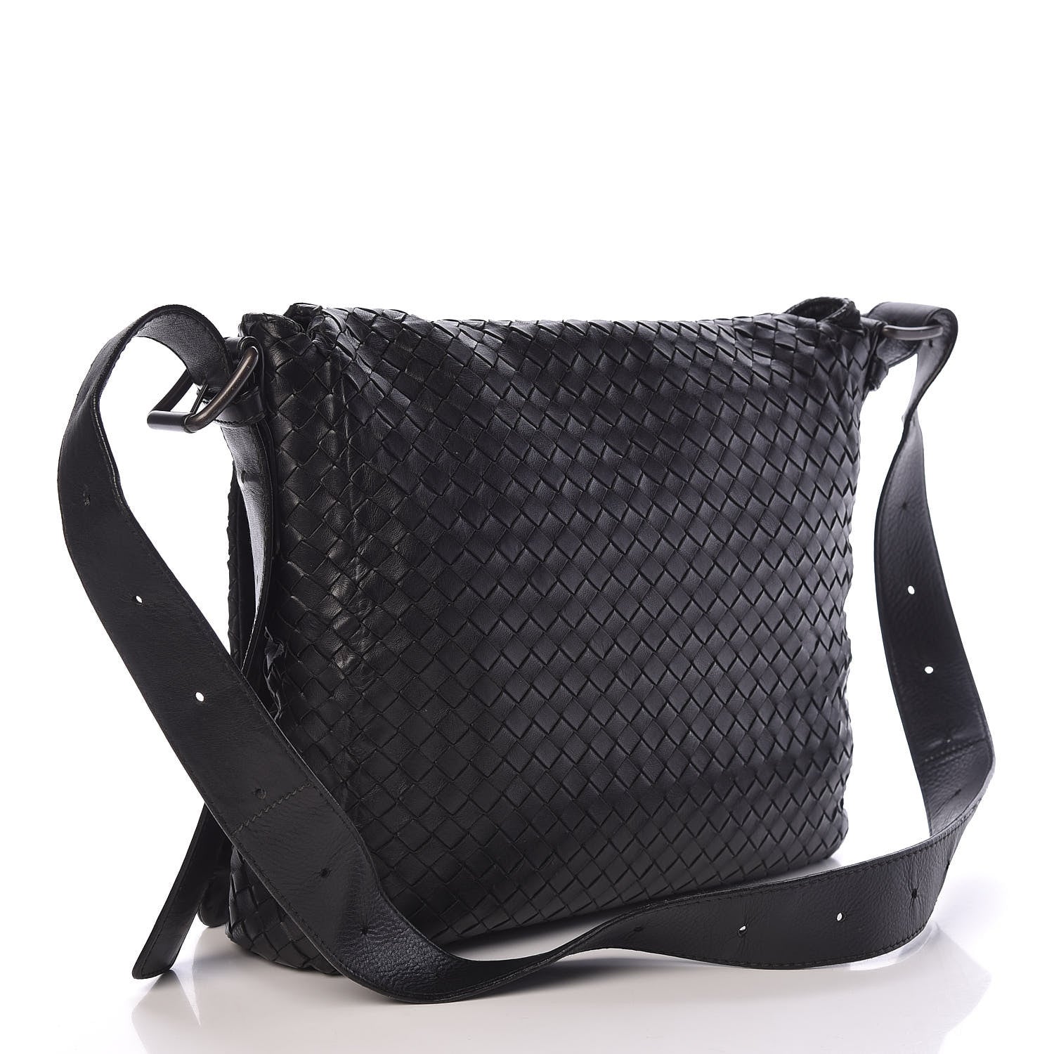 Bottega Veneta Light Calf Intrecciato Crossbody Messenger Bag Black 3 of 13