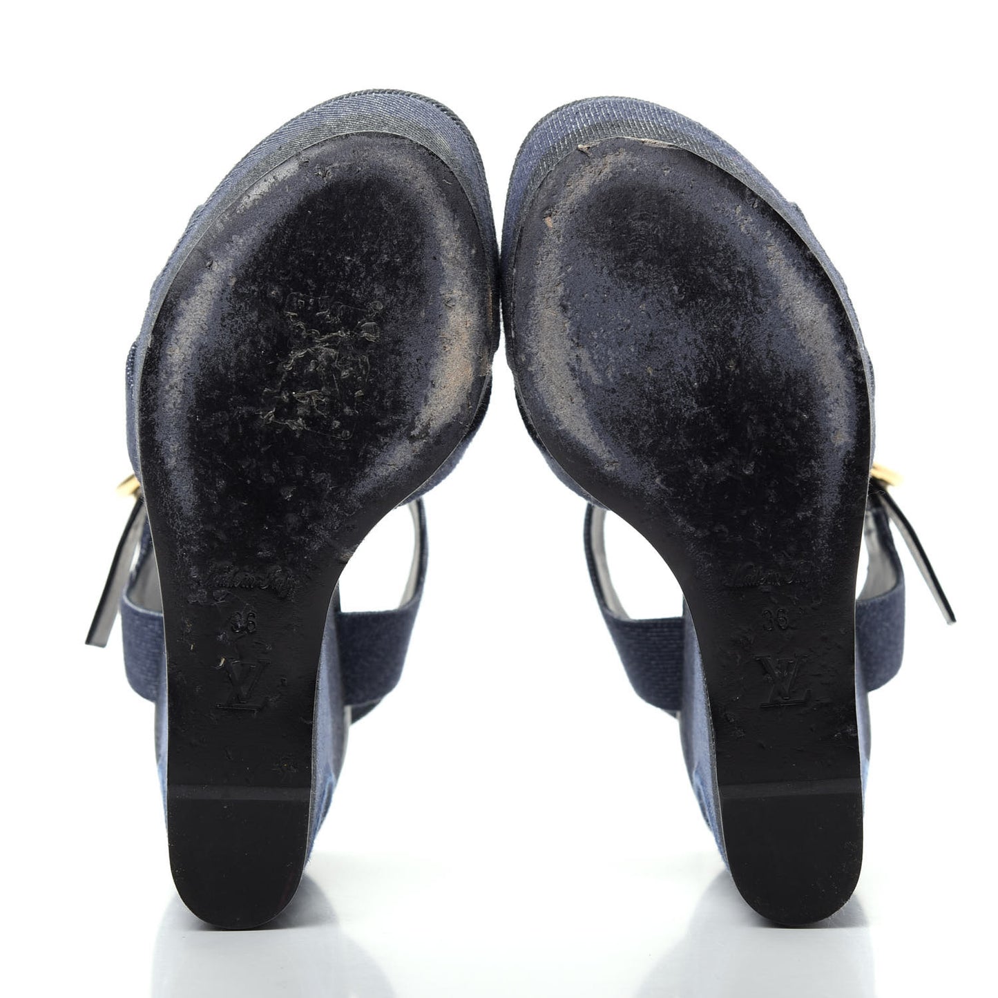 Canvas Blue Shore Wedge Sandal 36 Marine