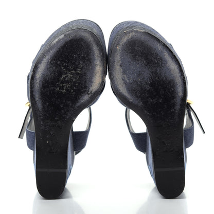 Louis Vuitton Canvas Blue Shore Wedge Sandal 36 Marine 6 of 11