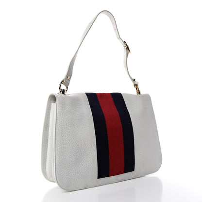 Gucci Pebbled Calfskin Web Blondie Flap White 3 of 23